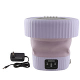 Foldable Washing Machine 10L Portable Strong Stain Removal Drainage Hole Design Three Timing Modes Mini Washer for Baby Clothes Underwear Socks Purple US Plug 100‑240V In Australia - Darrahopens