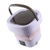Foldable Washing Machine 10L Portable Strong Stain Removal Drainage Hole Design Three Timing Modes Mini Washer for Baby Clothes Underwear Socks Purple US Plug 100‑240V