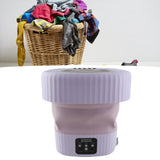 Foldable Washing Machine 10L Portable Strong Stain Removal Drainage Hole Design Three Timing Modes Mini Washer for Baby Clothes Underwear Socks Purple US Plug 100‑240V