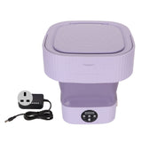 Foldable Washing Machine 10L Portable Strong Stain Removal Drainage Hole Design Three Timing Modes Mini Washer for Baby Clothes Underwear Socks Purple UK Plug 100‑240V
