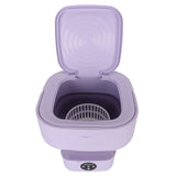 Foldable Washing Machine 10L Portable Strong Stain Removal Drainage Hole Design Three Timing Modes Mini Washer for Baby Clothes Underwear Socks Purple UK Plug 100‑240V