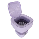 Foldable Washing Machine 10L Portable Strong Stain Removal Drainage Hole Design Three Timing Modes Mini Washer for Baby Clothes Underwear Socks Purple UK Plug 100‑240V