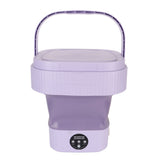 Foldable Washing Machine 10L Portable Strong Stain Removal Drainage Hole Design Three Timing Modes Mini Washer for Baby Clothes Underwear Socks Purple UK Plug 100‑240V
