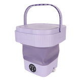 Foldable Washing Machine 10L Portable Strong Stain Removal Drainage Hole Design Three Timing Modes Mini Washer for Baby Clothes Underwear Socks Purple UK Plug 100‑240V