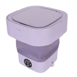 Foldable Washing Machine 10L Portable Strong Stain Removal Drainage Hole Design Three Timing Modes Mini Washer for Baby Clothes Underwear Socks Purple UK Plug 100‑240V