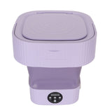 Foldable Washing Machine 10L Portable Strong Stain Removal Drainage Hole Design Three Timing Modes Mini Washer for Baby Clothes Underwear Socks Purple UK Plug 100‑240V
