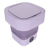 Foldable Washing Machine 10L Portable Strong Stain Removal Drainage Hole Design Three Timing Modes Mini Washer for Baby Clothes Underwear Socks Purple UK Plug 100‑240V