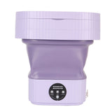 Foldable Washing Machine 10L Portable Strong Stain Removal Drainage Hole Design Three Timing Modes Mini Washer for Baby Clothes Underwear Socks Purple UK Plug 100‑240V