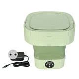 Foldable Washing Machine 10L Portable Strong Stain Removal Drainage Hole Design Three Timing Modes Mini Washer for Baby Clothes Underwear Socks Green EU Plug 100‑240V