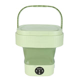 Foldable Washing Machine 10L Portable Strong Stain Removal Drainage Hole Design Three Timing Modes Mini Washer for Baby Clothes Underwear Socks Green EU Plug 100‑240V