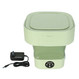 Foldable Washing Machine 10L Portable Strong Stain Removal Drainage Hole Design Three Timing Modes Mini Washer for Baby Clothes Underwear Socks Green US Plug 100‑240V