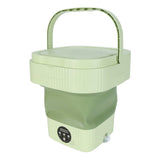 Foldable Washing Machine 10L Portable Strong Stain Removal Drainage Hole Design Three Timing Modes Mini Washer for Baby Clothes Underwear Socks Green US Plug 100‑240V