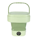 Foldable Washing Machine 10L Portable Strong Stain Removal Drainage Hole Design Three Timing Modes Mini Washer for Baby Clothes Underwear Socks Green US Plug 100‑240V