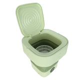 Foldable Washing Machine 10L Portable Strong Stain Removal Drainage Hole Design Three Timing Modes Mini Washer for Baby Clothes Underwear Socks Green US Plug 100‑240V