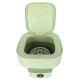 Foldable Washing Machine 10L Portable Strong Stain Removal Drainage Hole Design Three Timing Modes Mini Washer for Baby Clothes Underwear Socks Green US Plug 100‑240V