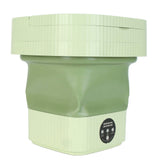 Foldable Washing Machine 10L Portable Strong Stain Removal Drainage Hole Design Three Timing Modes Mini Washer for Baby Clothes Underwear Socks Green US Plug 100‑240V