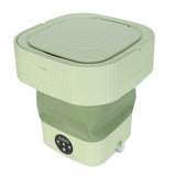 Foldable Washing Machine 10L Portable Strong Stain Removal Drainage Hole Design Three Timing Modes Mini Washer for Baby Clothes Underwear Socks Green UK Plug 100‑240V