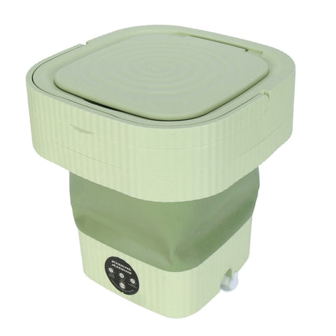 Foldable Washing Machine 10L Portable Strong Stain Removal Drainage Hole Design Three Timing Modes Mini Washer for Baby Clothes Underwear Socks Green UK Plug 100‑240V