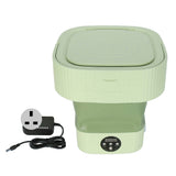Foldable Washing Machine 10L Portable Strong Stain Removal Drainage Hole Design Three Timing Modes Mini Washer for Baby Clothes Underwear Socks Green UK Plug 100‑240V