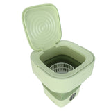 Foldable Washing Machine 10L Portable Strong Stain Removal Drainage Hole Design Three Timing Modes Mini Washer for Baby Clothes Underwear Socks Green UK Plug 100‑240V
