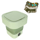 Foldable Washing Machine 10L Portable Strong Stain Removal Drainage Hole Design Three Timing Modes Mini Washer for Baby Clothes Underwear Socks Green UK Plug 100‑240V