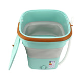 Folding Washing Machine 11.5L Large Capacity Automatic Collapsible Portable Mini Washer for Underwear Baby Clothes and Other Small Clothes Green EU Plug 220V