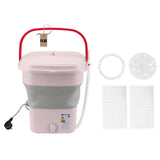 Portable Washing Machine Multifunction Full Automatic High Efficiency Foldable Washing Machine for Home Travel Apartment Dormitory Hotel 11.5L Pink EU Plug 220V