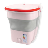 Portable Washing Machine Multifunction Full Automatic High Efficiency Foldable Washing Machine for Home Travel Apartment Dormitory Hotel 11.5L Pink EU Plug 220V