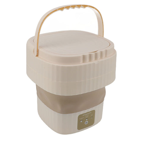Portable Washing Machine 9L 10W Foldable Bucket Washer Low Noise Mini Washer 100‑240V for Underwear RVs Apartment Dorm Camping EU Plug Cream White In Australia - Darrahopens