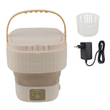 Portable Washing Machine 9L 10W Foldable Bucket Washer Low Noise Mini Washer 100‑240V for Underwear RVs Apartment Dorm Camping EU Plug Cream White