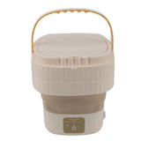 Portable Washing Machine 9L 10W Foldable Bucket Washer Low Noise Mini Washer 100‑240V for Underwear RVs Apartment Dorm Camping EU Plug Cream White
