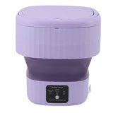 Portable Washing Machine 9L 10W Foldable Bucket Washer Low Noise Mini Washer 100‑240V for Underwear RVs Apartment Dorm Camping EU Plug Purple