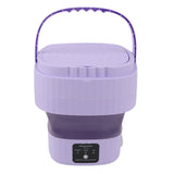 Portable Washing Machine 9L 10W Foldable Bucket Washer Low Noise Mini Washer 100‑240V for Underwear RVs Apartment Dorm Camping EU Plug Purple