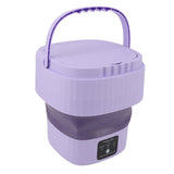 Portable Washing Machine 9L 10W Foldable Bucket Washer Low Noise Mini Washer 100‑240V for Underwear RVs Apartment Dorm Camping EU Plug Purple