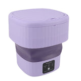 Portable Washing Machine 9L 10W Foldable Bucket Washer Low Noise Mini Washer 100‑240V for Underwear RVs Apartment Dorm Camping EU Plug Purple