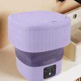 Portable Washing Machine 9L 10W Foldable Bucket Washer Low Noise Mini Washer 100‑240V for Underwear RVs Apartment Dorm Camping EU Plug Purple