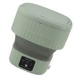 Portable Washing Machine 9L 10W Foldable Bucket Washer Low Noise Mini Washer 100‑240V for Underwear RVs Apartment Dorm Camping EU Plug Green