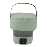Portable Washing Machine 9L 10W Foldable Bucket Washer Low Noise Mini Washer 100‑240V for Underwear RVs Apartment Dorm Camping EU Plug Green