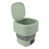 Portable Washing Machine 9L 10W Foldable Bucket Washer Low Noise Mini Washer 100‑240V for Underwear RVs Apartment Dorm Camping US Plug Green