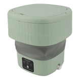 Portable Washing Machine 9L 10W Foldable Bucket Washer Low Noise Mini Washer 100‑240V for Underwear RVs Apartment Dorm Camping US Plug Green