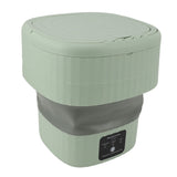 Portable Washing Machine 9L 10W Foldable Bucket Washer Low Noise Mini Washer 100‑240V for Underwear RVs Apartment Dorm Camping US Plug Green