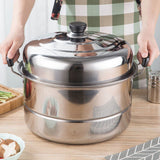 Stainless Steel Steamer Pot Thickening Larger Capacity 2 Tier Steaming Food Pot for Kitchen Vegetable Eggs In Australia - Darrahopens