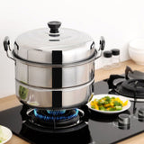 Thickened Stainless Steel Steam Pot Multi Layer Multipurpose Large Stock Cooking Pot for Induction Cooker Gas Stove