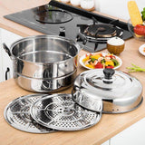 Thickened Stainless Steel Steam Pot Multi Layer Multipurpose Large Stock Cooking Pot for Induction Cooker Gas Stove