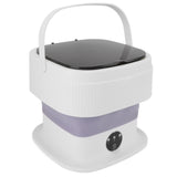 Portable Washing Machine 40W Mini Foldable Laundry Machine 10L Large Capacity Underwear Washer for Dorm Hotel Travel Purple