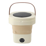Portable Washing Machine 8.5L Large Capacity Foldable Laundry Machine Mini Washing Machine for Baby Clothes Underwear Camping Travel Khaki US Plug
