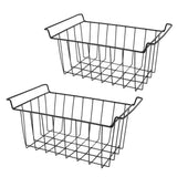 Freezer Basket Steel Wire PE Coating Space Saving Multifunctional Freezer Organizer Bin for Refrigerator Food Storage Black