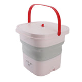 10.5L Small Washing Machine Fully Automatic Blue Lighting Deep Cleaning Foldable Washer for Apartment Dormitory Hotel 100‑240V Pink EU Plug