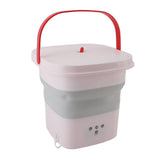 10.5L Small Washing Machine Fully Automatic Blue Lighting Deep Cleaning Foldable Washer for Apartment Dormitory Hotel 100‑240V Pink EU Plug