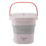 10.5L Small Washing Machine Fully Automatic Blue Lighting Deep Cleaning Foldable Washer for Apartment Dormitory Hotel 100‑240V Pink EU Plug